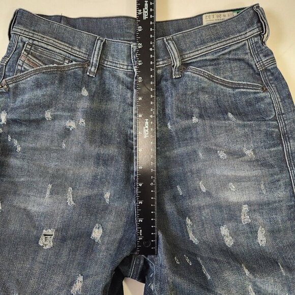 Diesel Tintsie Low Crotch Distressed‎ Baggy Jeans Womens 26 Blue Button Fly - Picture 7 of 16